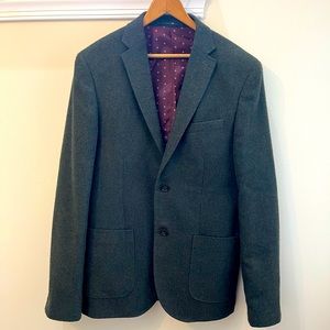 Men’s Forest Green Wool Mix Blazer by Next 40L Slim Fit